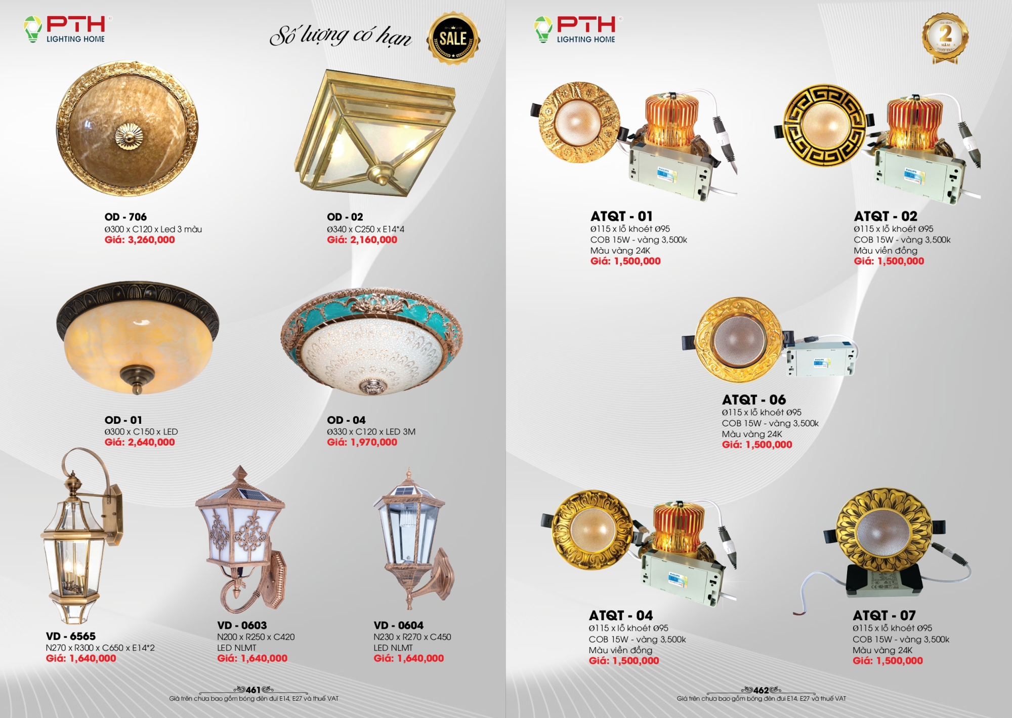 Bảng giá đèn trang trí PTH Lighting Home 2026